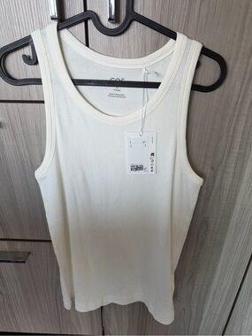 COS Cream Ribbed Scoop-Neck Tank